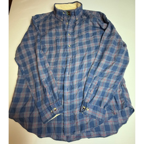 High Sierra by Mervyn's Mens Blue Plaid Button Up Long Sleeve Shirt L - Picture 1 of 5